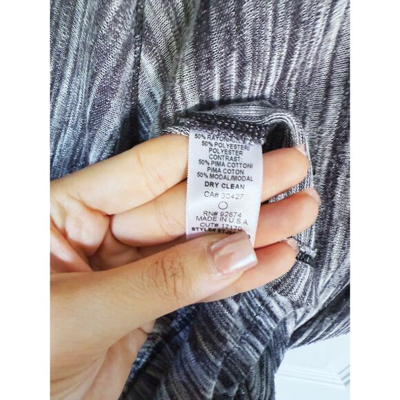 Splendid Oversized V-neck Tunic Tshirt Heathered Gray Large Cozy Lagenlook Fall - Picture 5 of 6